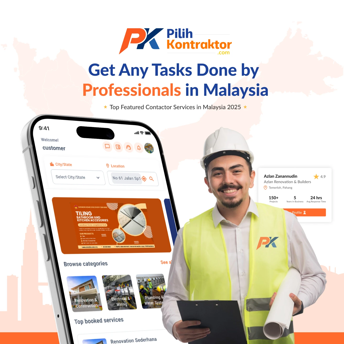 Pilih Kontraktor App - Main Screen